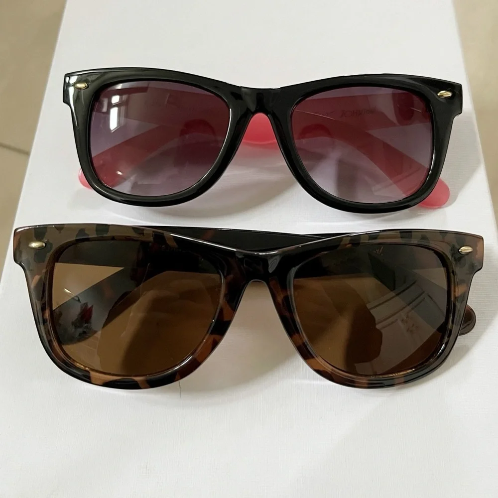 2 Pairs - Betsey Johnson Wayfarer Style Sunglasses |GUC | Pink/Black, Brown